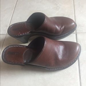 Born brown leather mules